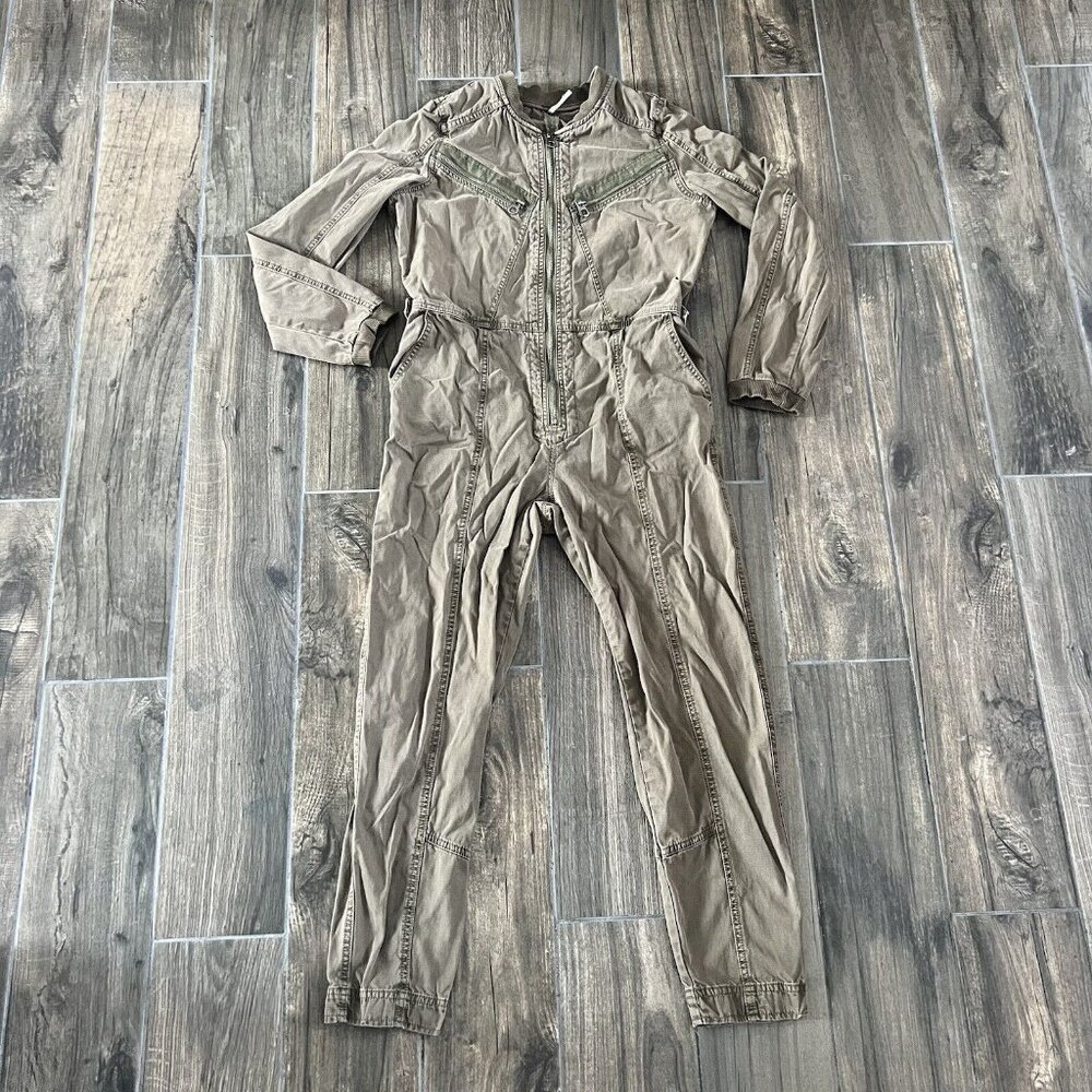 Free People Womens Fleetwood Flight Suit Long Sleeve Jumpsuit Green Size 2 (105)